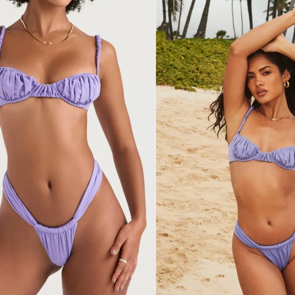 House of CB 'Cassis' & 'Mykonos' High Waist Lavender Bikini Set NWT - Picture 2 of 5